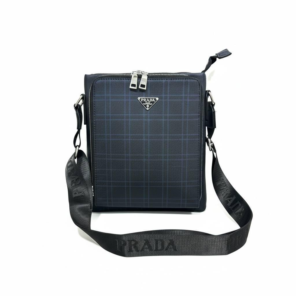 🖤 Prada Plaid Crossbody Bag – Luxury Designer Shoulder Messenger Bag