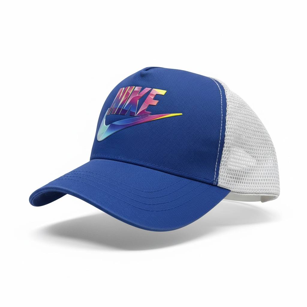 🔵 Nike Gradient Logo Trucker Cap – Blue Sportswear Mesh Hat