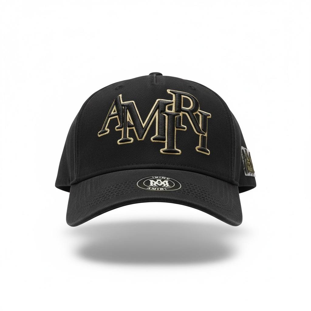 🖤 AMIRI Monogram Logo Baseball Cap – Black Luxury Streetwear Hat