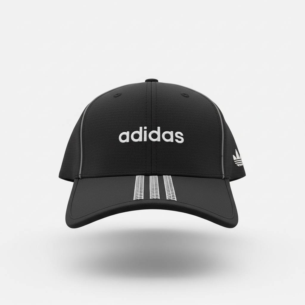 🖤 Adidas Black Logo Baseball Cap – Classic Three Stripe Sport Hat