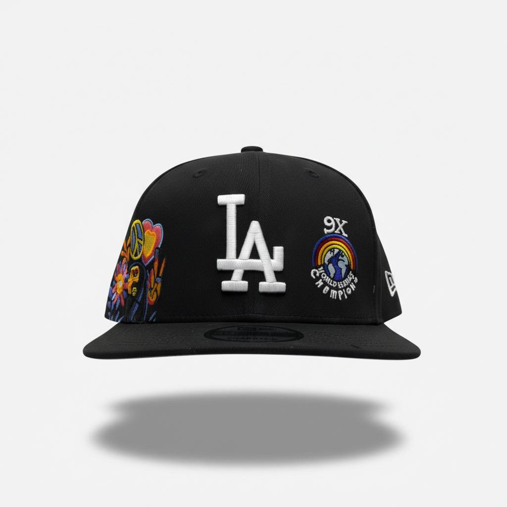 🖤 LA Embroidered Street Art Snapback Cap – Black Limited Edition Hat