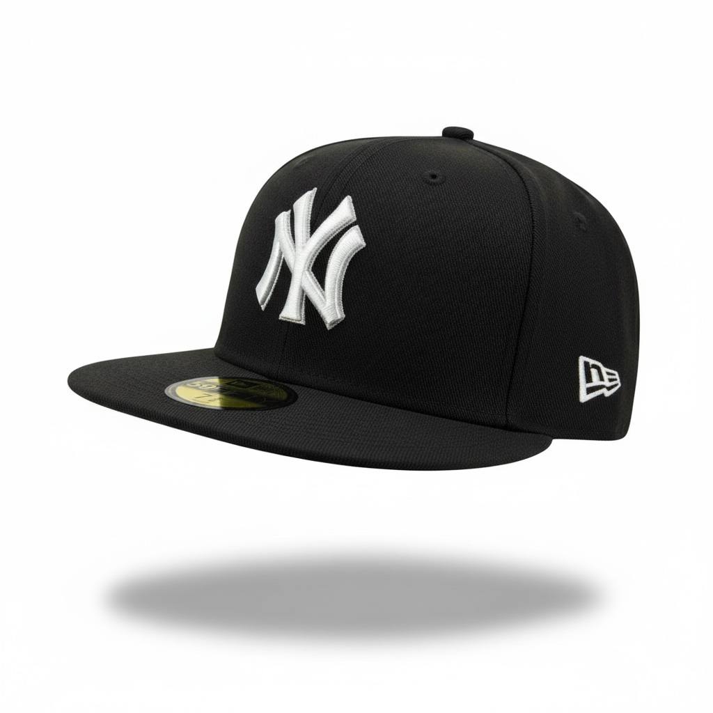 🧢 New York Yankees Black Fitted Cap – Embroidered NY Streetwear Edition ⚾🔥