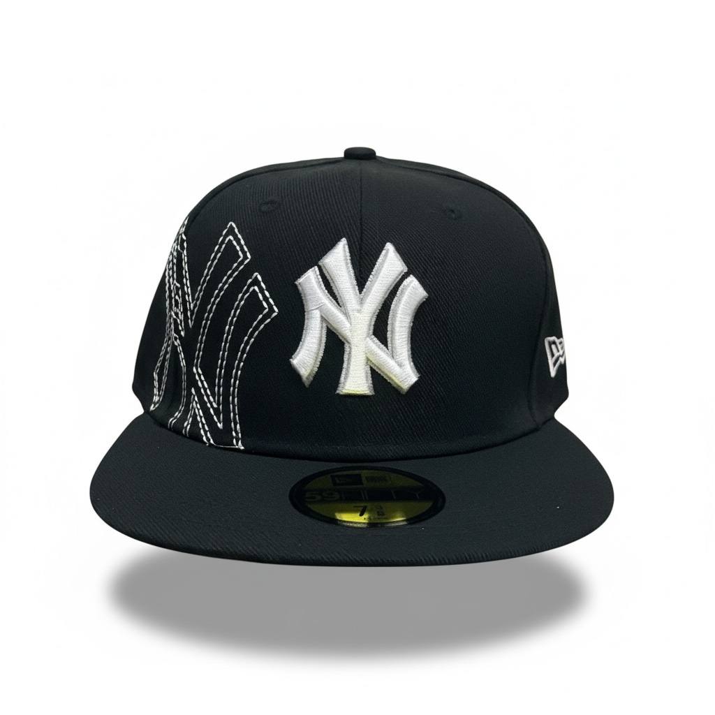 🧢 New York Yankees Black Fitted Cap – Embroidered NY Streetwear Edition ⚾🔥