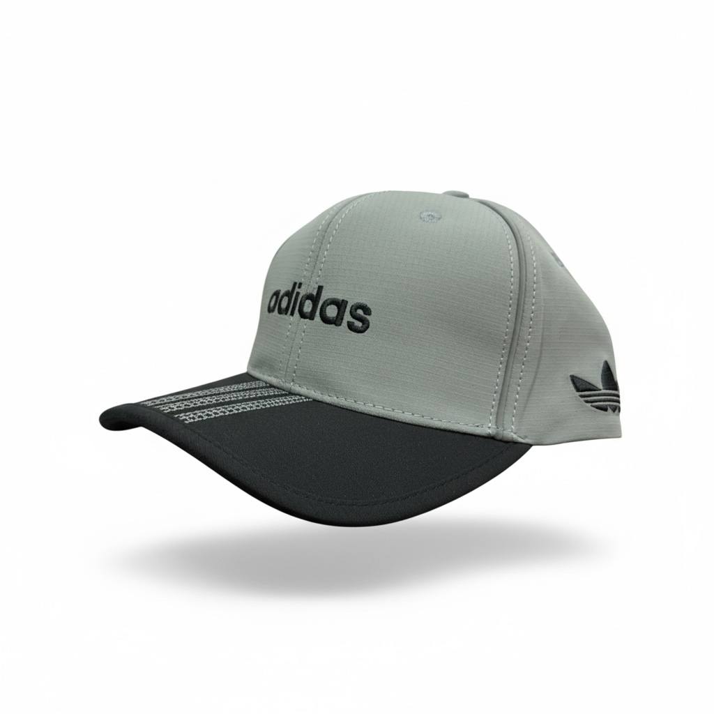 🧢 Adidas Grey Performance Cap – Classic 3-Stripes Sport Style ⚡