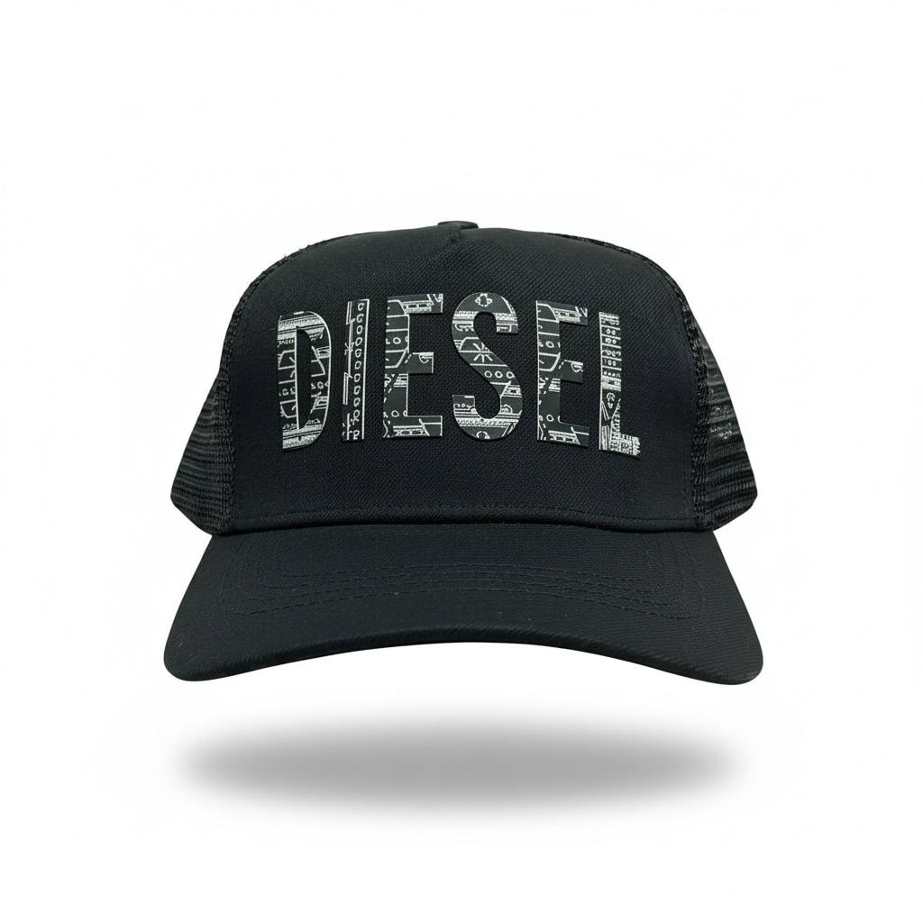 🧢 Diesel Black Trucker Cap – Bold Logo Streetwear Style 🔥