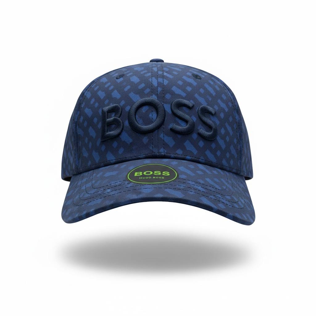 🧢 BOSS Hugo Boss Navy Pattern Cap – Premium Designer Style 🔥