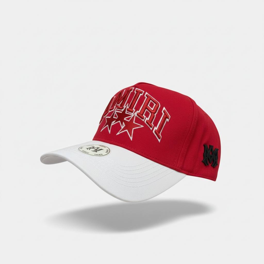 Amiri Red & White Luxury Cap 🧢❤️✨ Premium Streetwear Baseball Hat – Bold Fashion Snapback 🔥