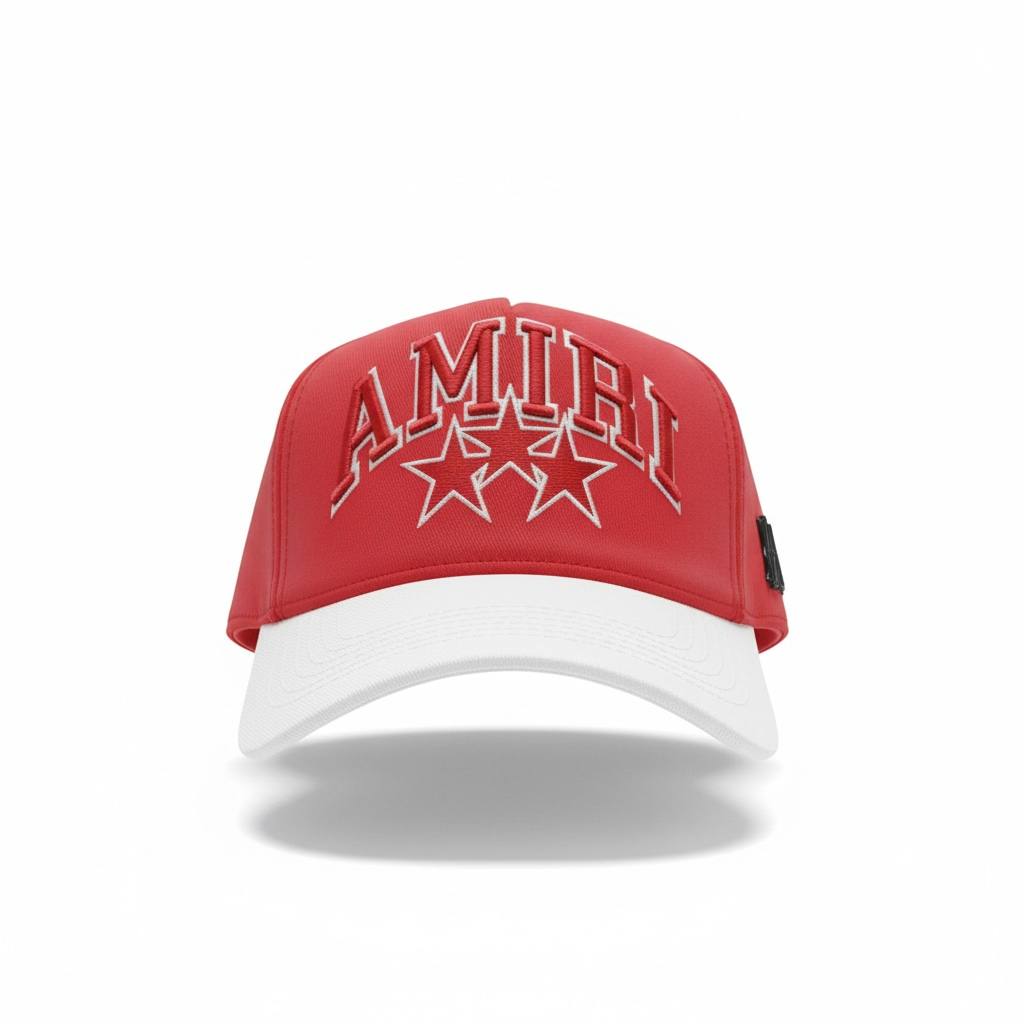 Amiri Red & White Luxury Cap 🧢❤️✨ Premium Streetwear Baseball Hat – Bold Fashion Snapback 🔥