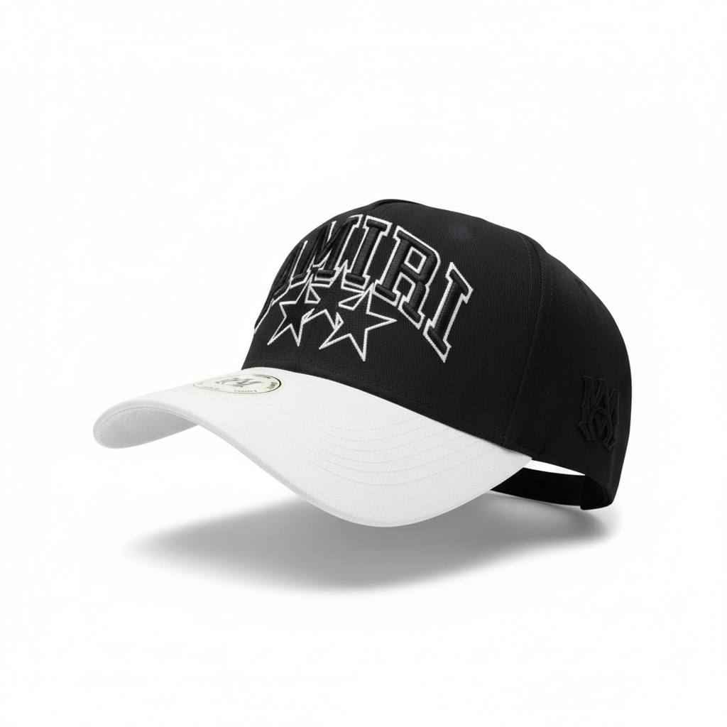 Amiri Black & White Luxury Cap 🧢🖤🤍 Premium Streetwear Baseball Hat – Trendy Fashion Snapback 🔥✨