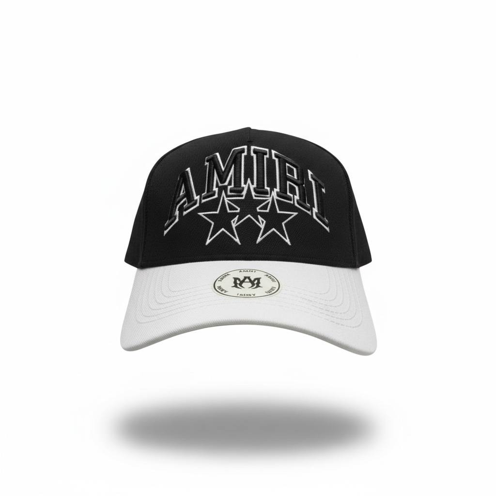 Amiri Black & White Luxury Cap 🧢🖤🤍 Premium Streetwear Baseball Hat – Trendy Fashion Snapback 🔥✨