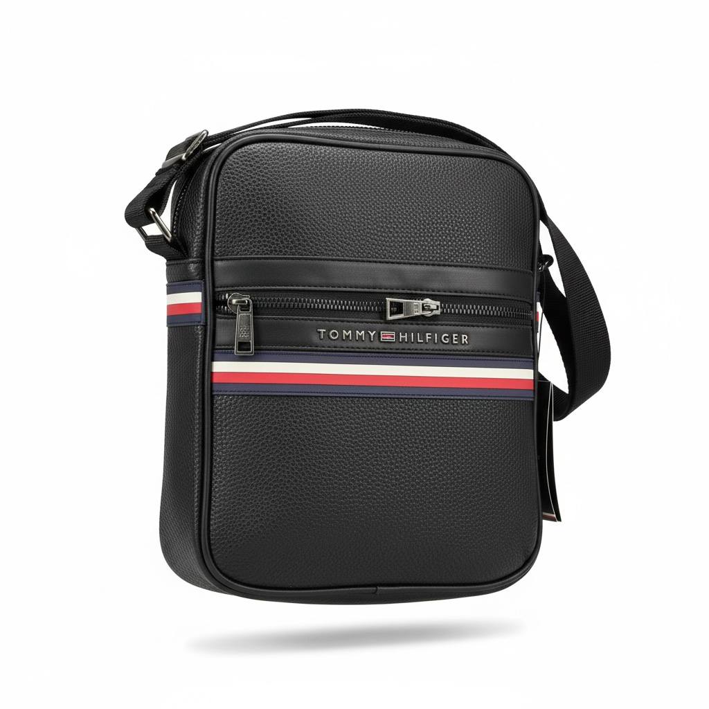 Tommy Hilfiger Classic Stripe Crossbody Bag – Premium Black Messenger Bag 🖤🇺🇸✨