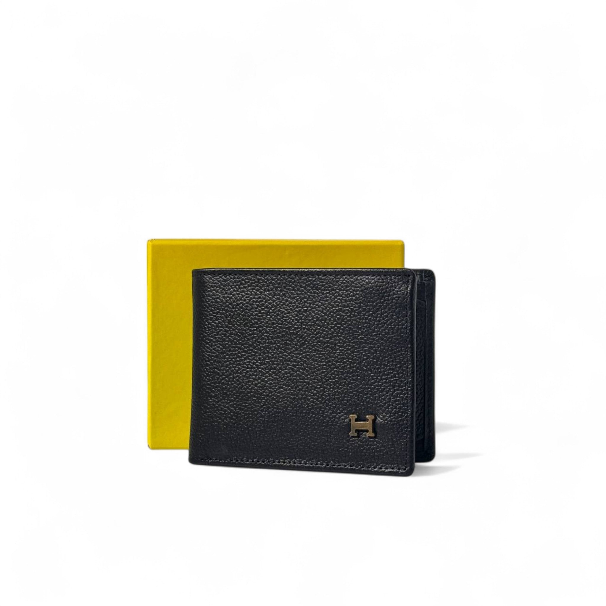 Hermès Black Leather Wallet 🖤 | Gold "H" Signature Detail