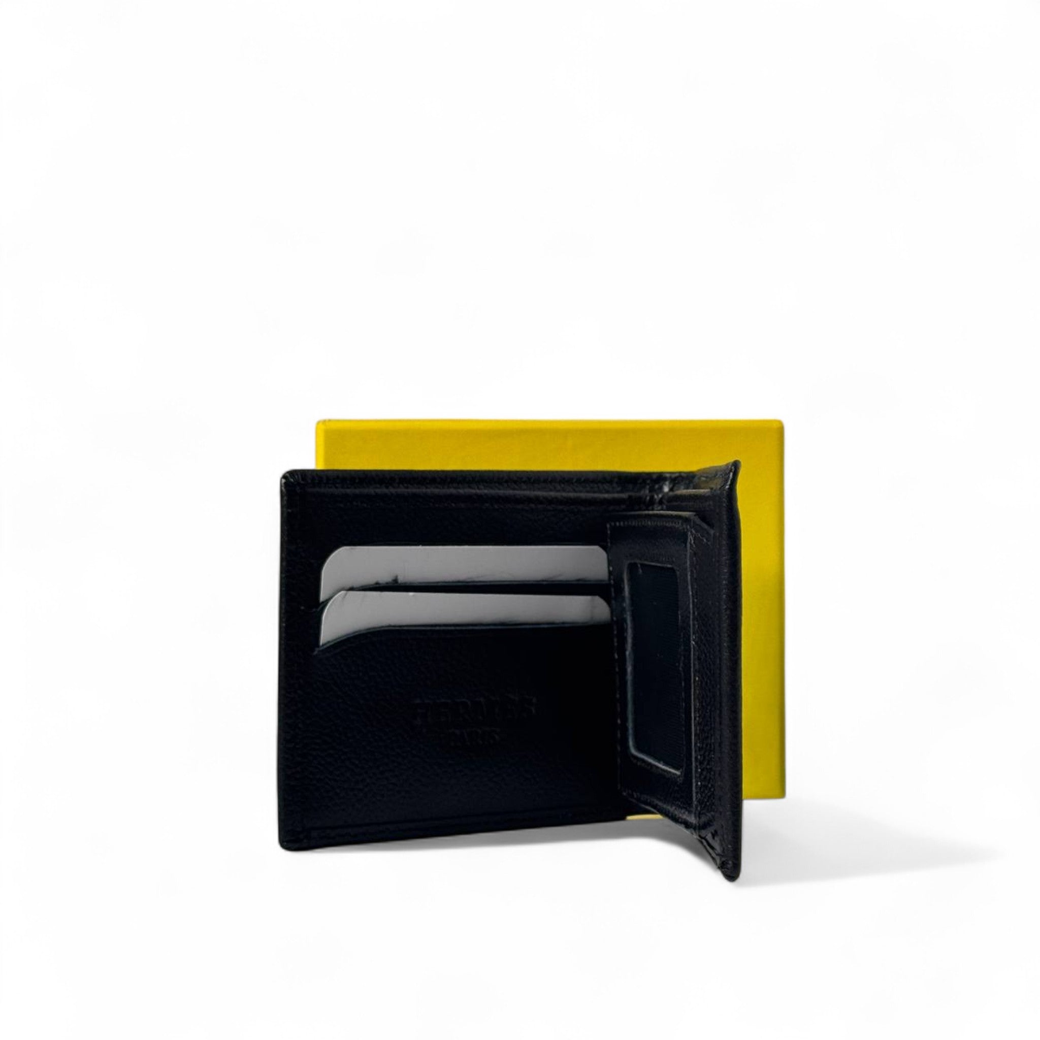 Hermès Black Leather Wallet 🖤 | Gold "H" Signature Detail