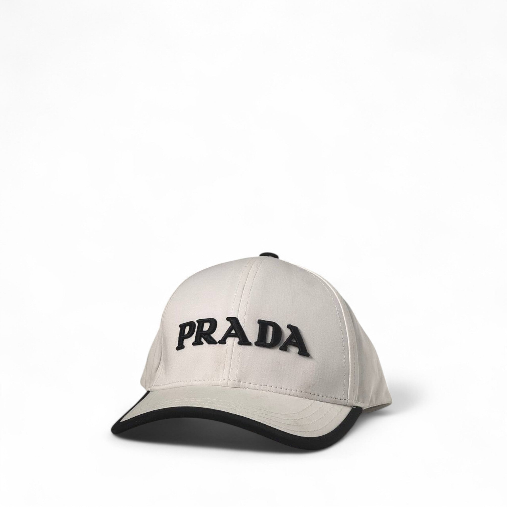 PRADA Off-White Baseball Cap 🤍🖤 | Bold Minimalist Elegance