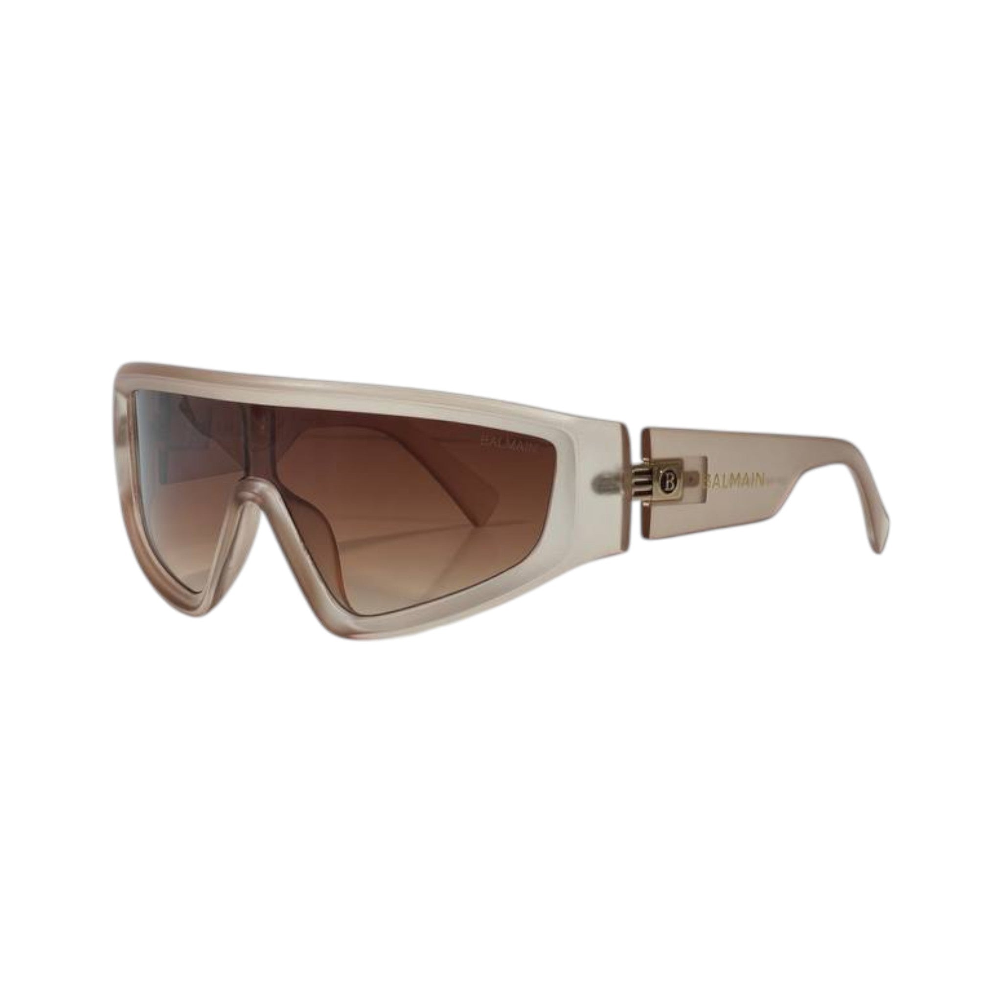 🕶️ Balmain Shield Visor Sunglasses – Champagne Gold Luxury Edition