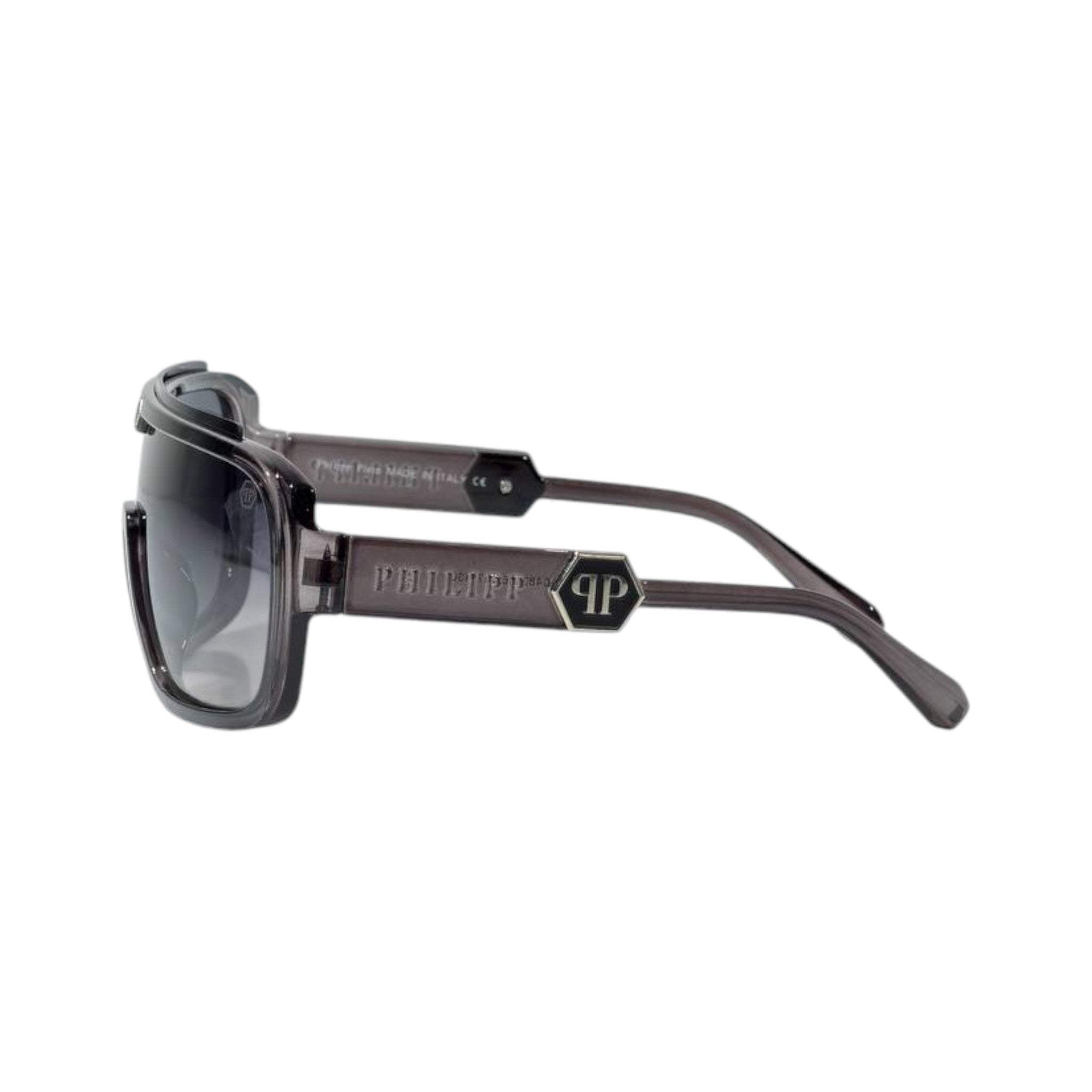 🕶️ Philipp Plein Oversized Shield Sunglasses – Smoke Grey Edition