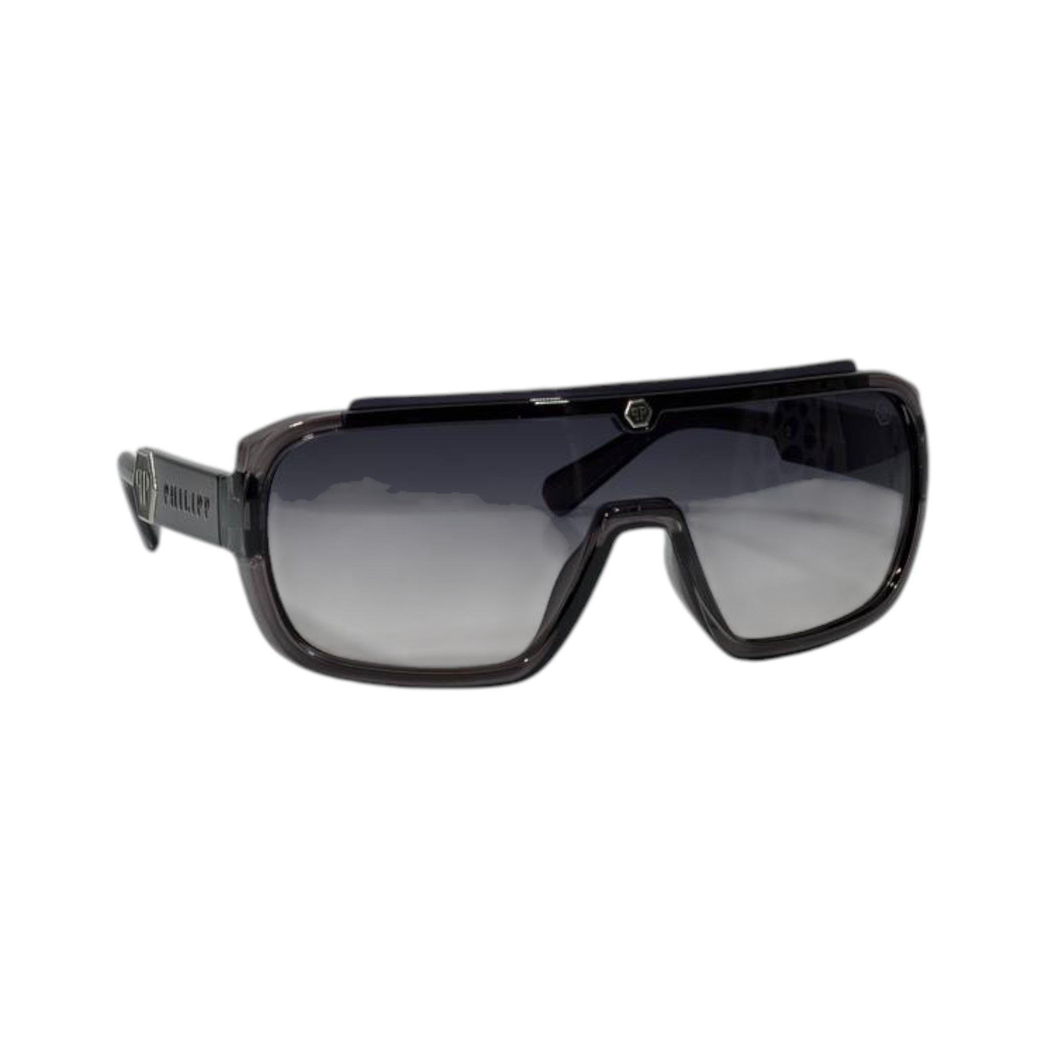 🕶️ Philipp Plein Oversized Shield Sunglasses – Smoke Grey Edition
