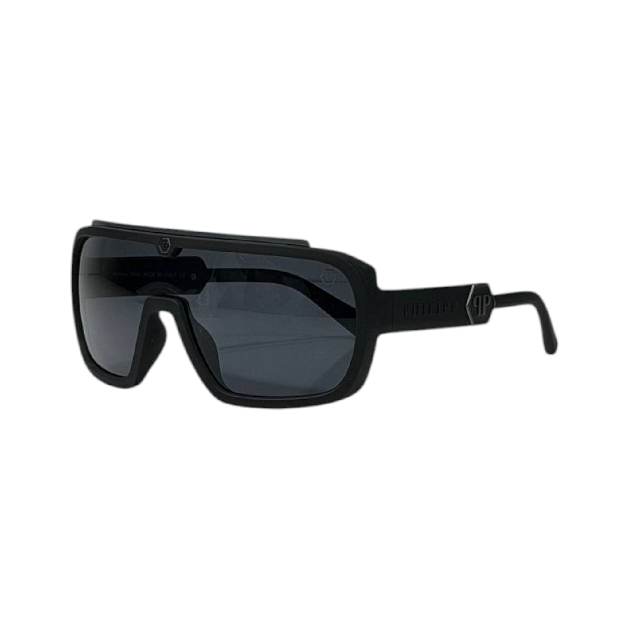 🕶️ Philipp Plein Oversized Shield Sunglasses – Matte Black Edition