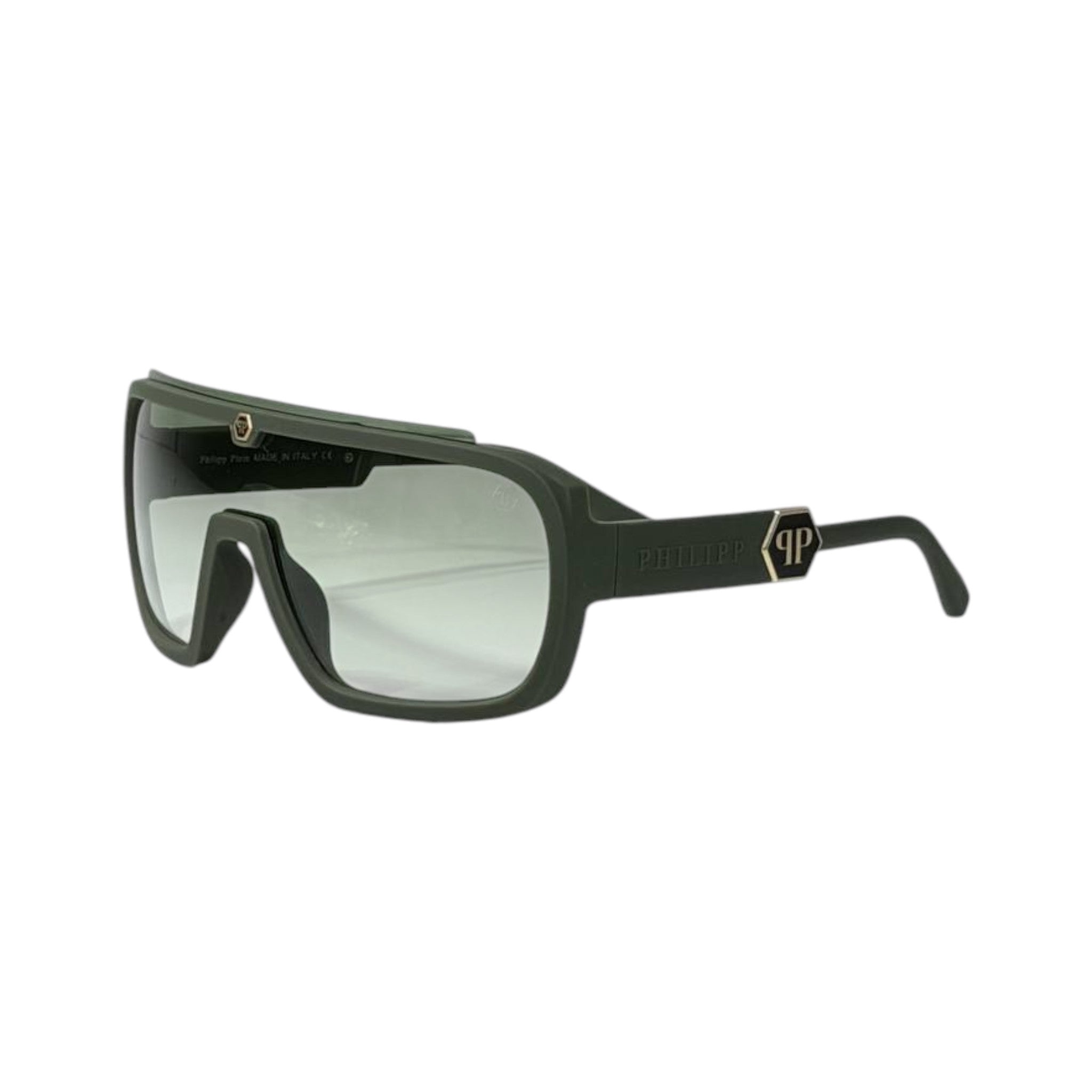 🕶️ Philipp Plein Shield Sunglasses – Olive Green Luxury Edition