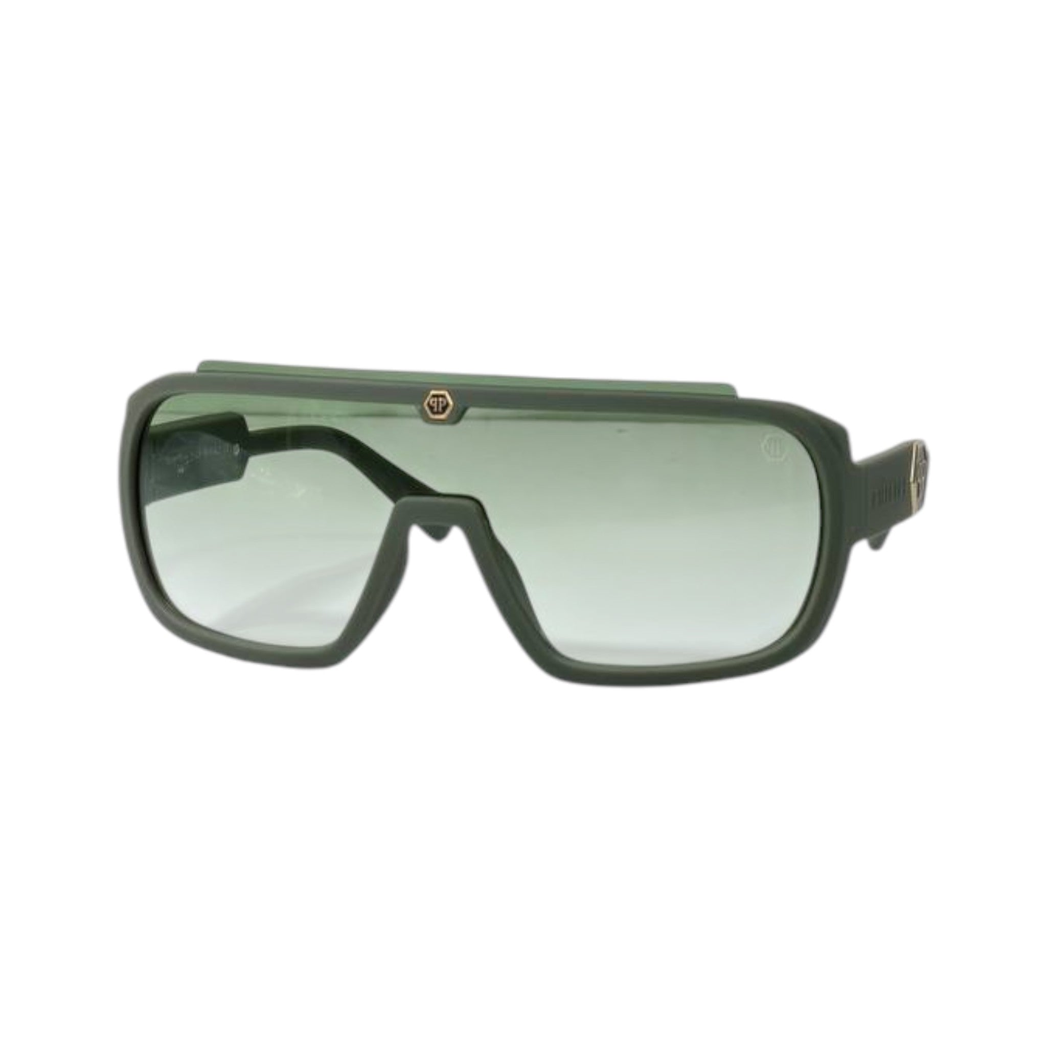 🕶️ Philipp Plein Shield Sunglasses – Olive Green Luxury Edition