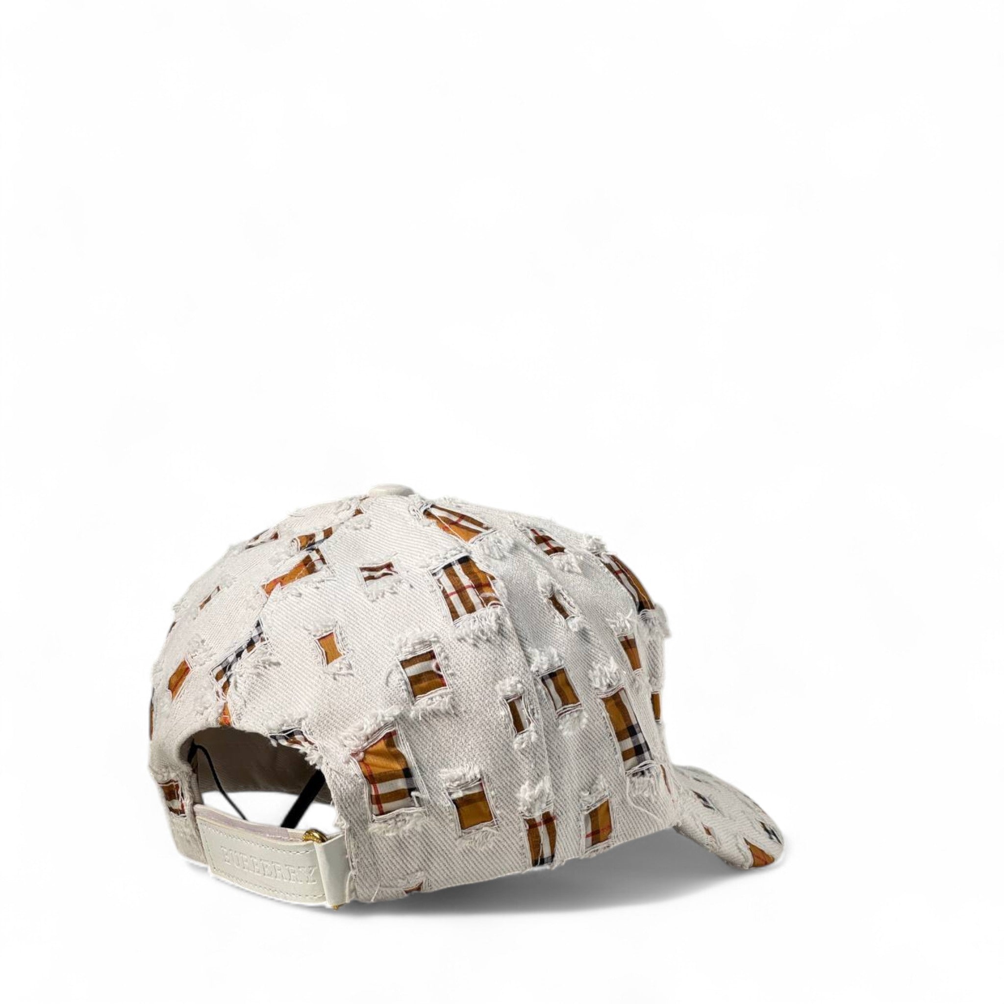 Burberry-Inspired White Distressed Cap – Luxe Rebel Look 🤍🧢