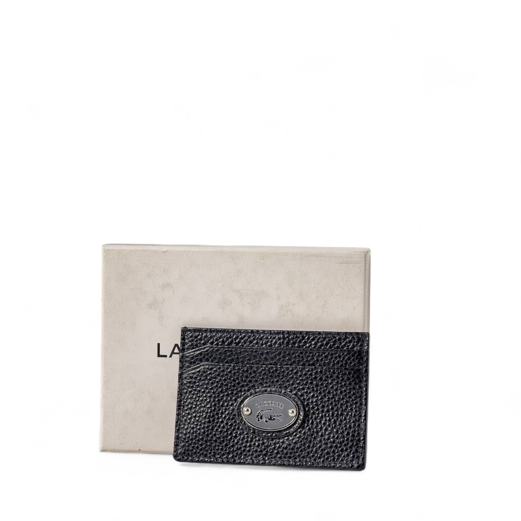 Lacoste Signature Black Leather Card Holder 🐊🖤