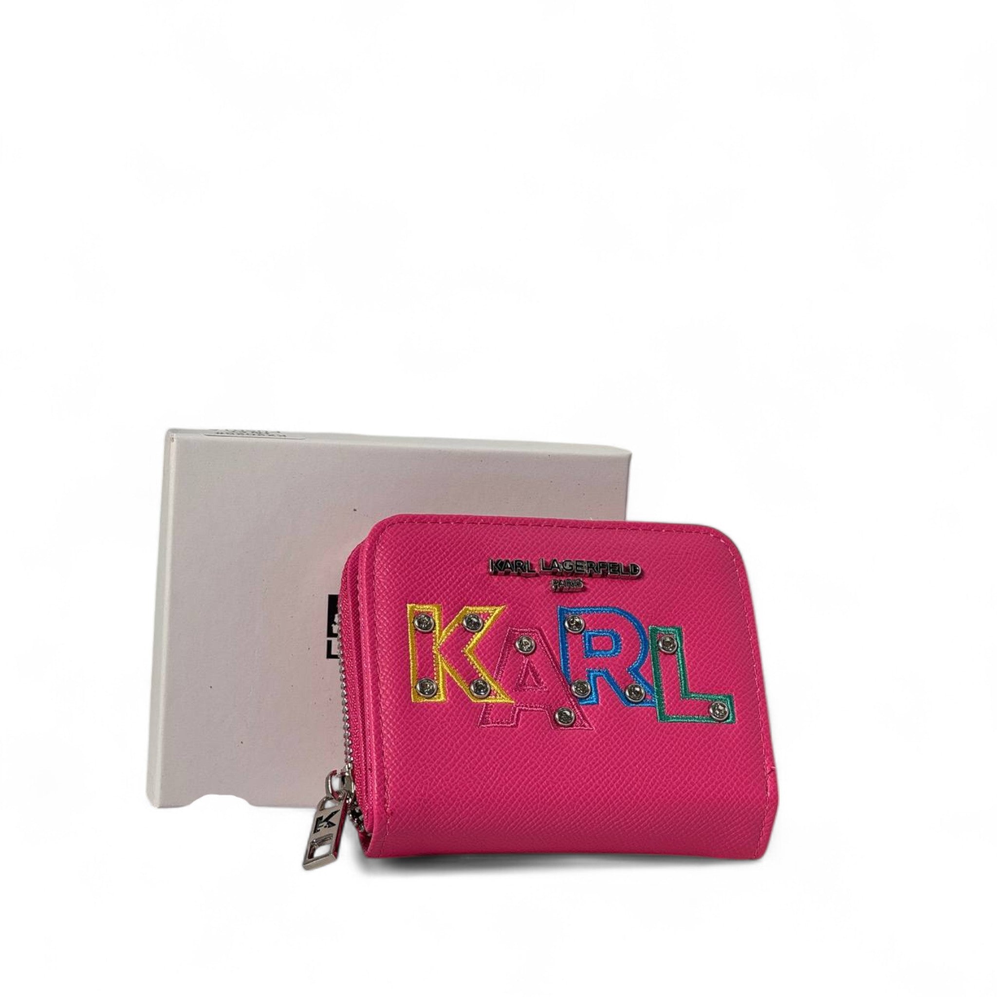 KARL LAGERFELD Pink Mini Wallet – Vibrant Designer Charm 💖🌈