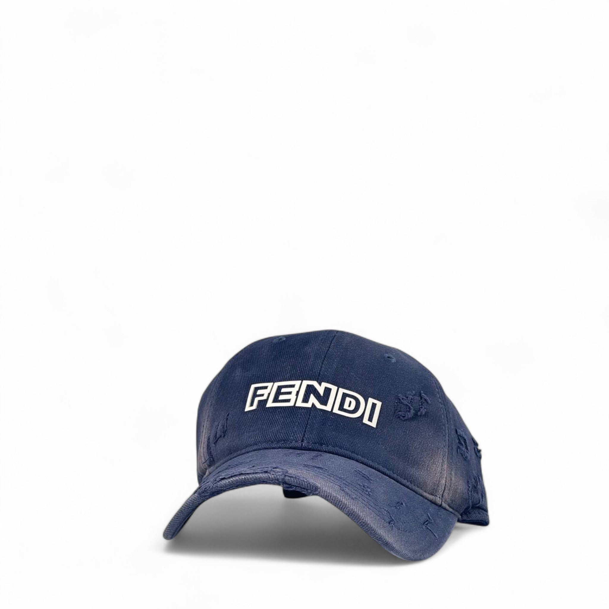 ๐ Fendi-Inspired Navy Distressed Cap โ Rugged Cool with Luxury Edge ๐งข๐ฅ