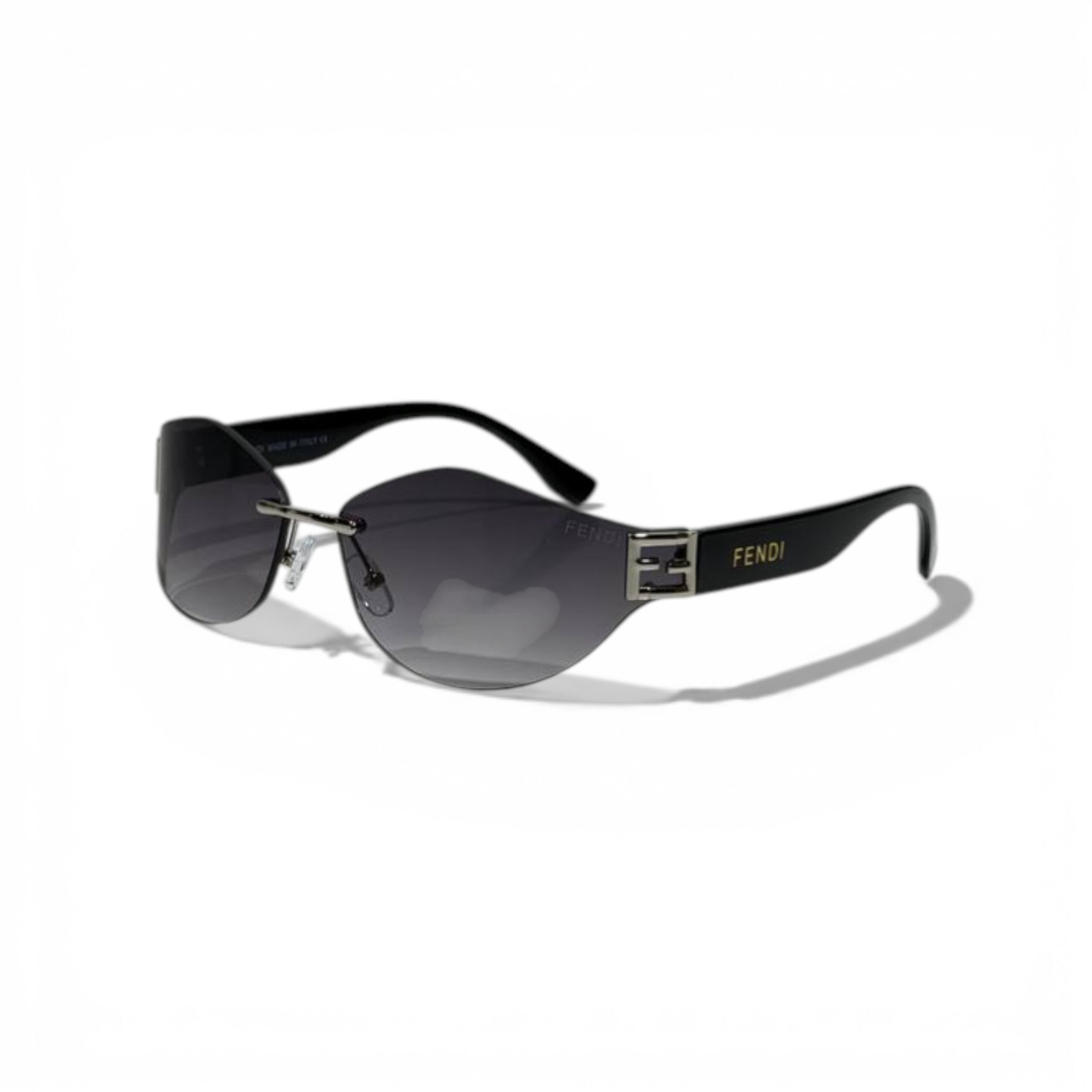Fendi Rimless Shield Sunglasses – Black Luxury Designer Eyewear 🕶️✨