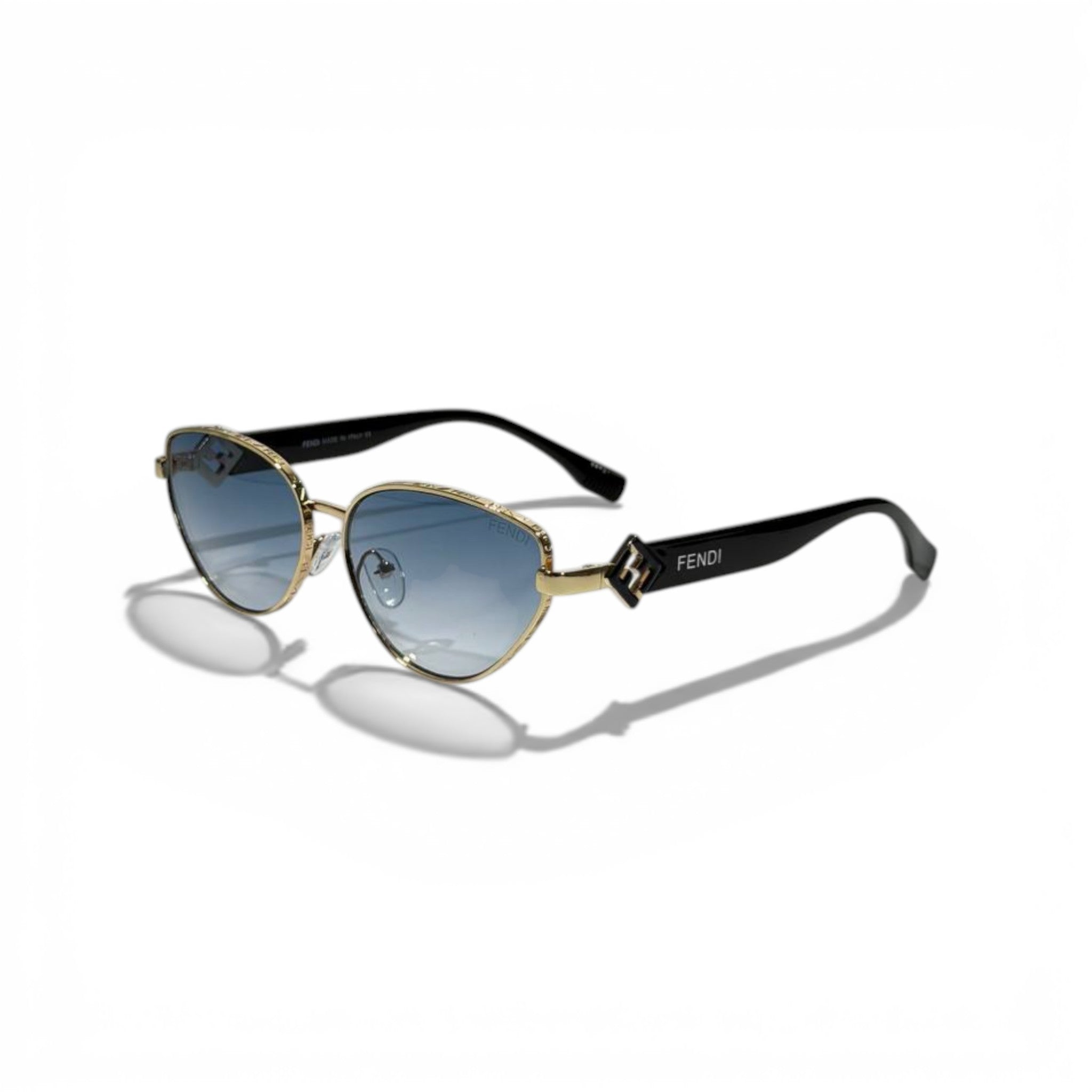 Fendi FF Round Sunglasses – Gold Frame Blue Gradient Luxury Eyewear 🕶️✨