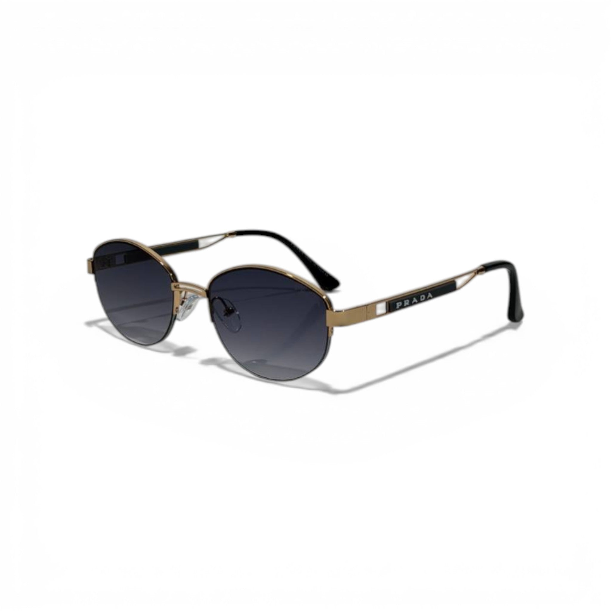 Prada Round Metal Sunglasses – Gold Frame Grey Gradient Designer Eyewear 🕶️✨