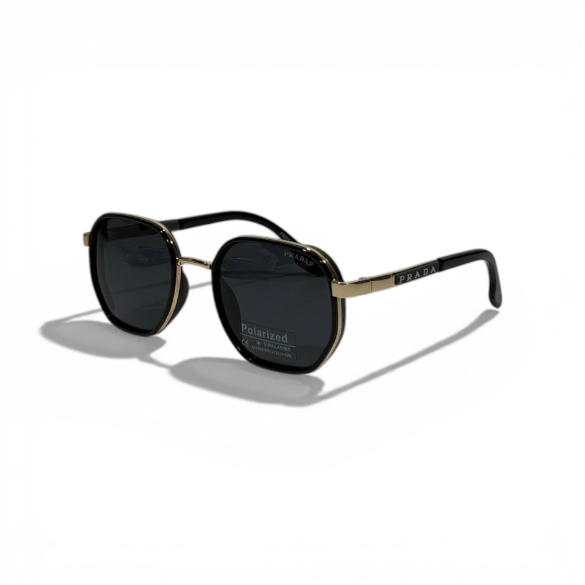 Prada Polarized Round Sunglasses 🕶️💎 | Black & Gold Luxury Designer Shades 😎🔥 Premium Fashion