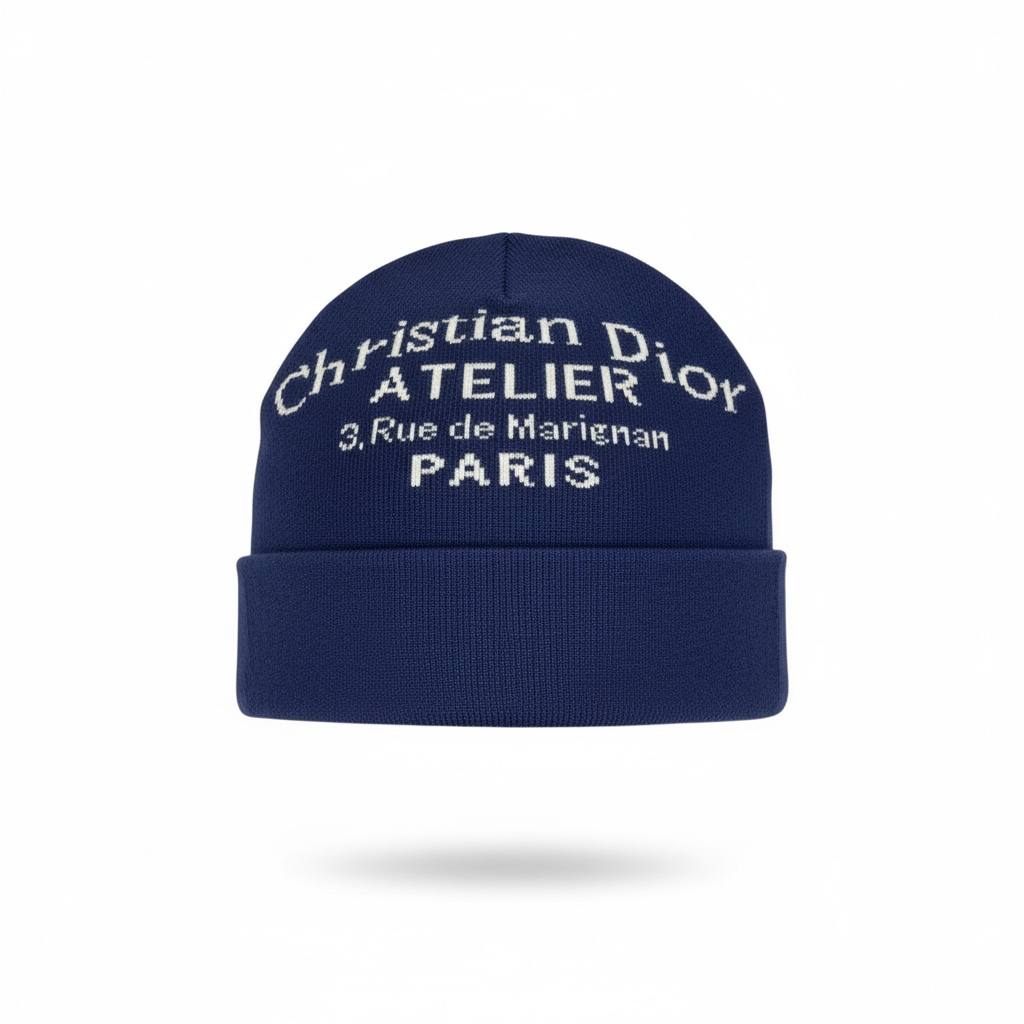 🧢 Dior Atelier Navy Paris Beanie – Premium Winter Luxury