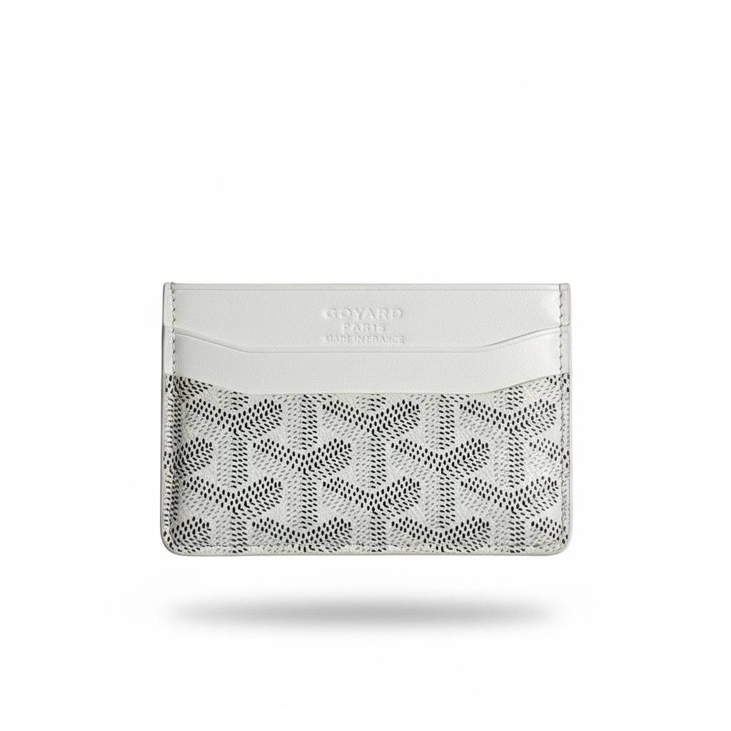 🤍 Goyard White Monogram Card Holder | Luxury Slim Leather Wallet