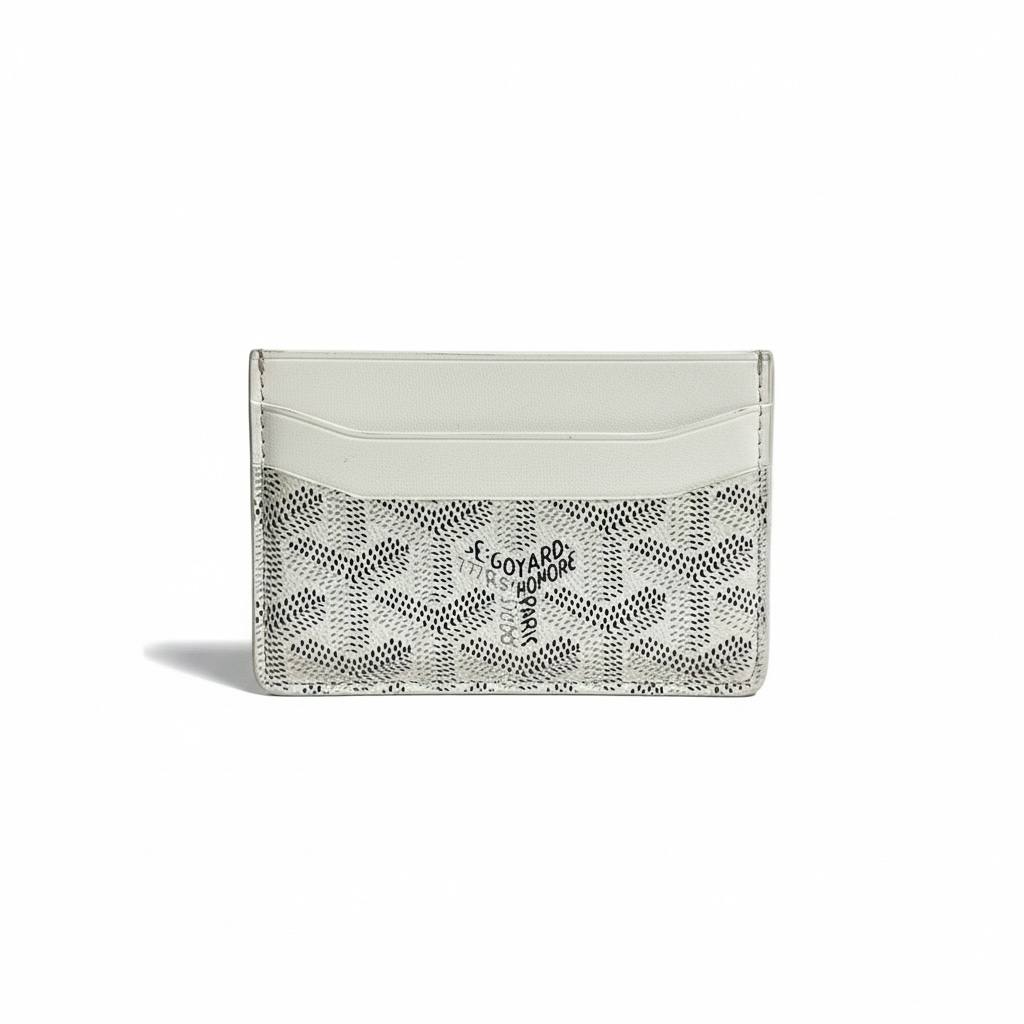 🤍 Goyard White Monogram Card Holder | Luxury Slim Leather Wallet