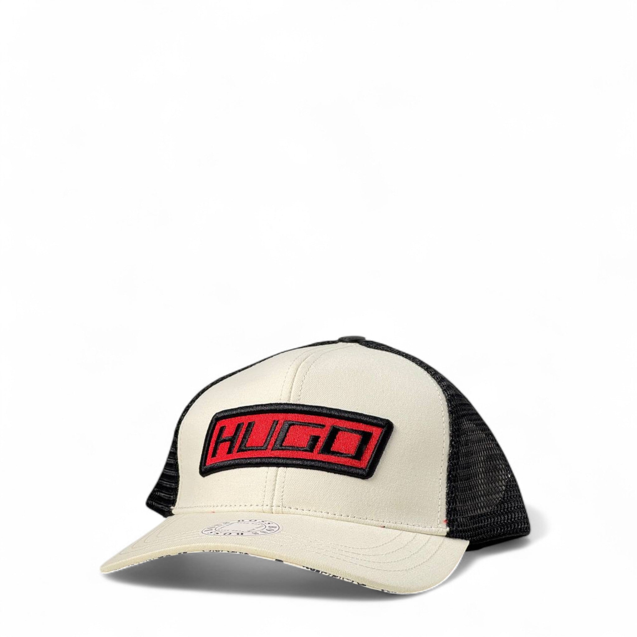 🧢 HUGO Beige Trucker Cap – Retro Mesh Style with Modern Attitude