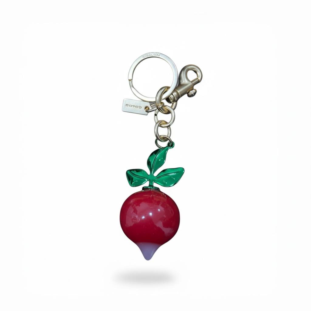 🥬 COACH Radish Bag Charm Keychain – Playful Designer Vegetable Charm 🍒✨