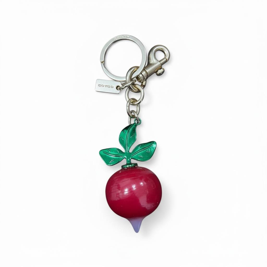 🥬 COACH Radish Bag Charm Keychain – Playful Designer Vegetable Charm 🍒✨
