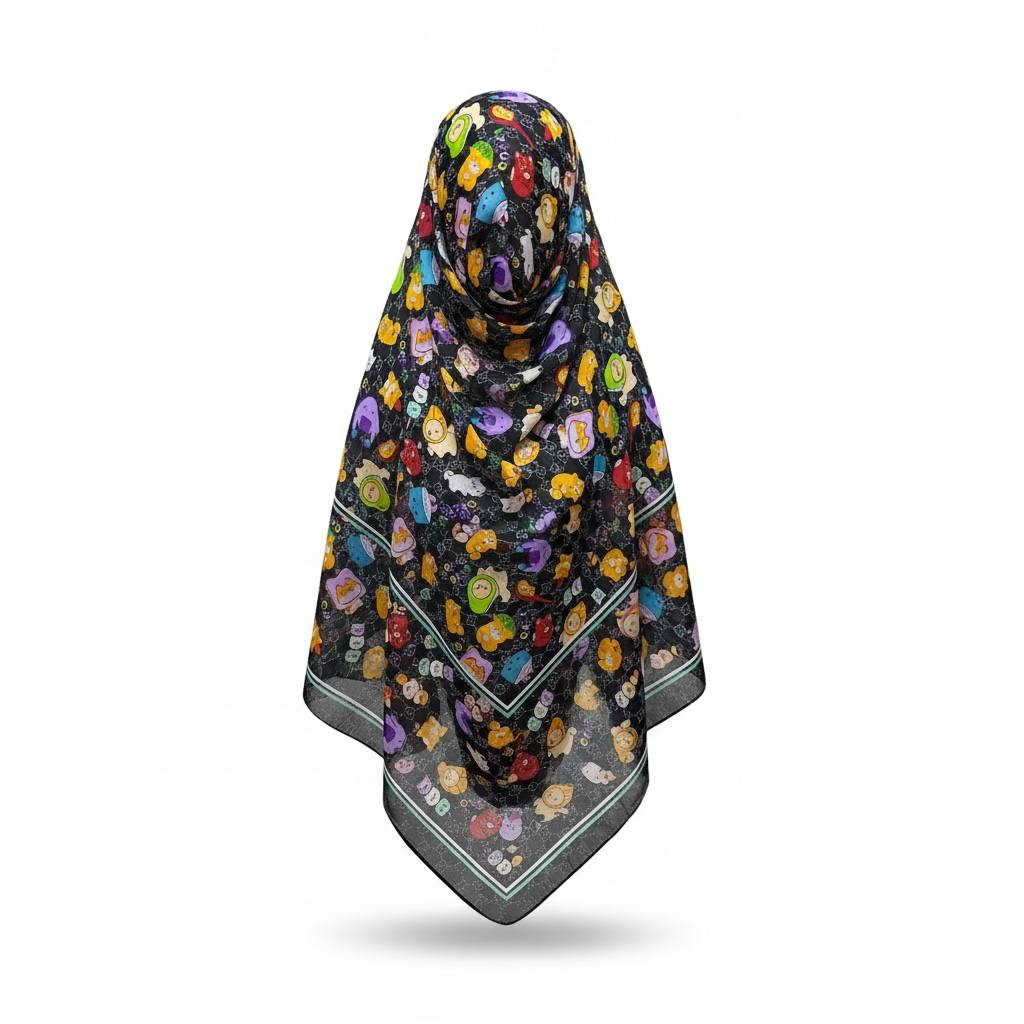 🖤 Gucci Cartoon Monogram Scarf & Hijab – Playful Luxury Designer Shawl ✨