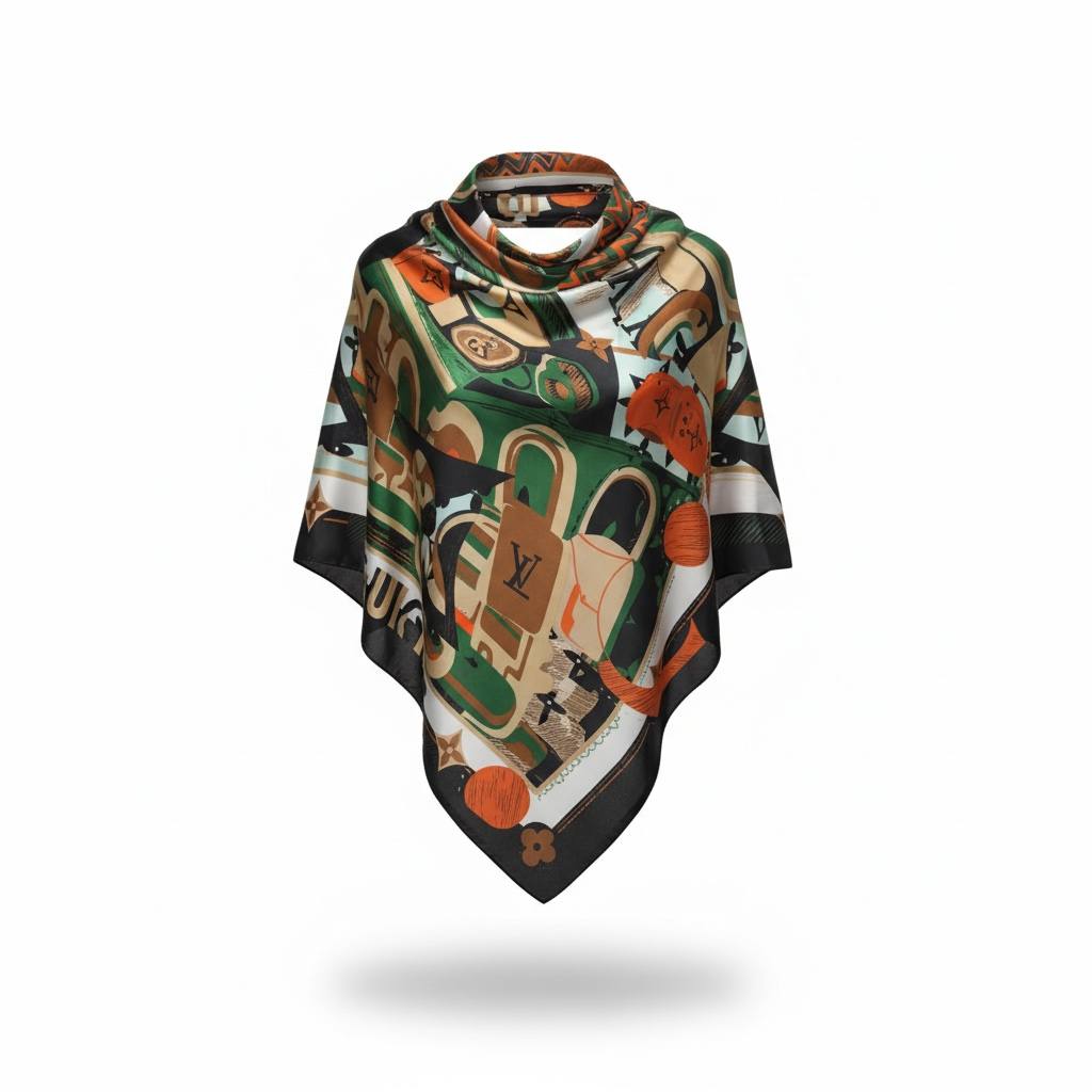 🌿 Louis Vuitton Artistic Monogram Scarf & Hijab – Luxury Designer Statement Shawl ✨