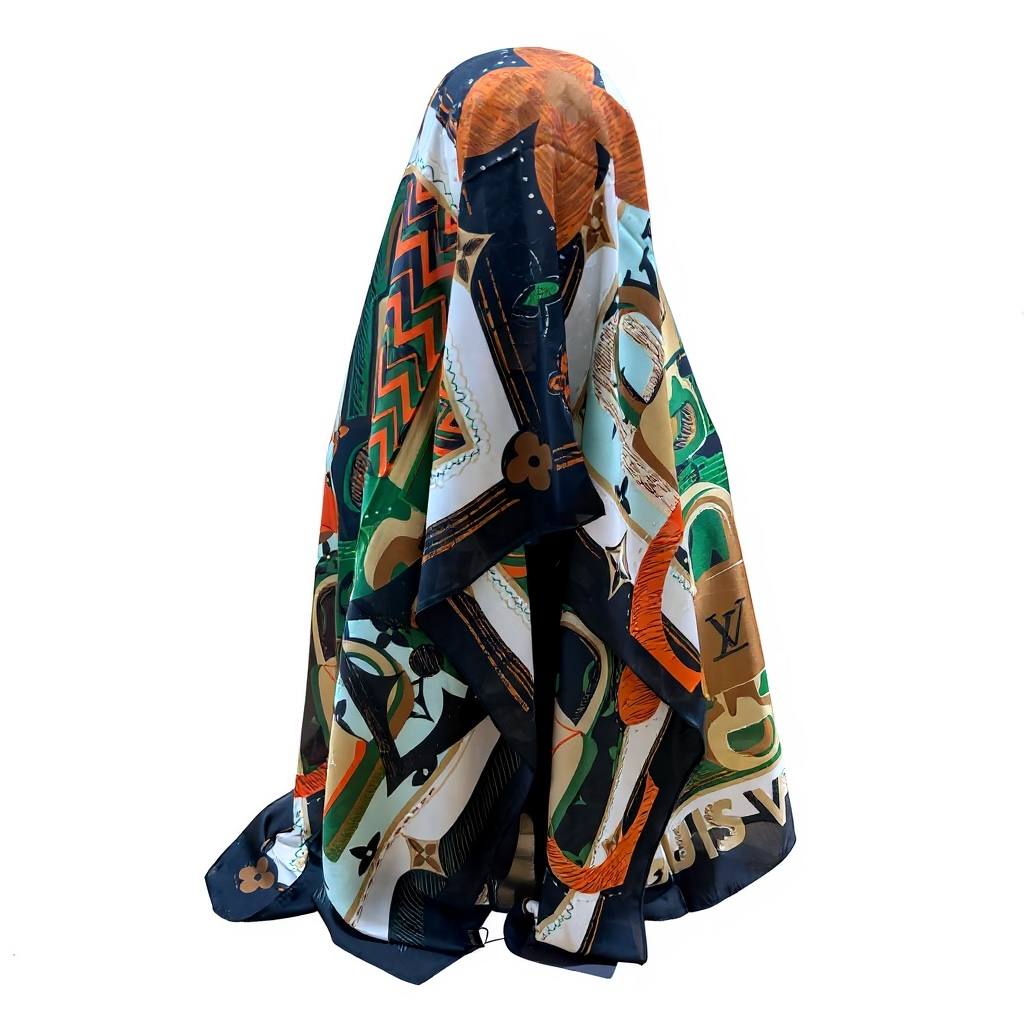 🌿 Louis Vuitton Artistic Monogram Scarf & Hijab – Luxury Designer Statement Shawl ✨