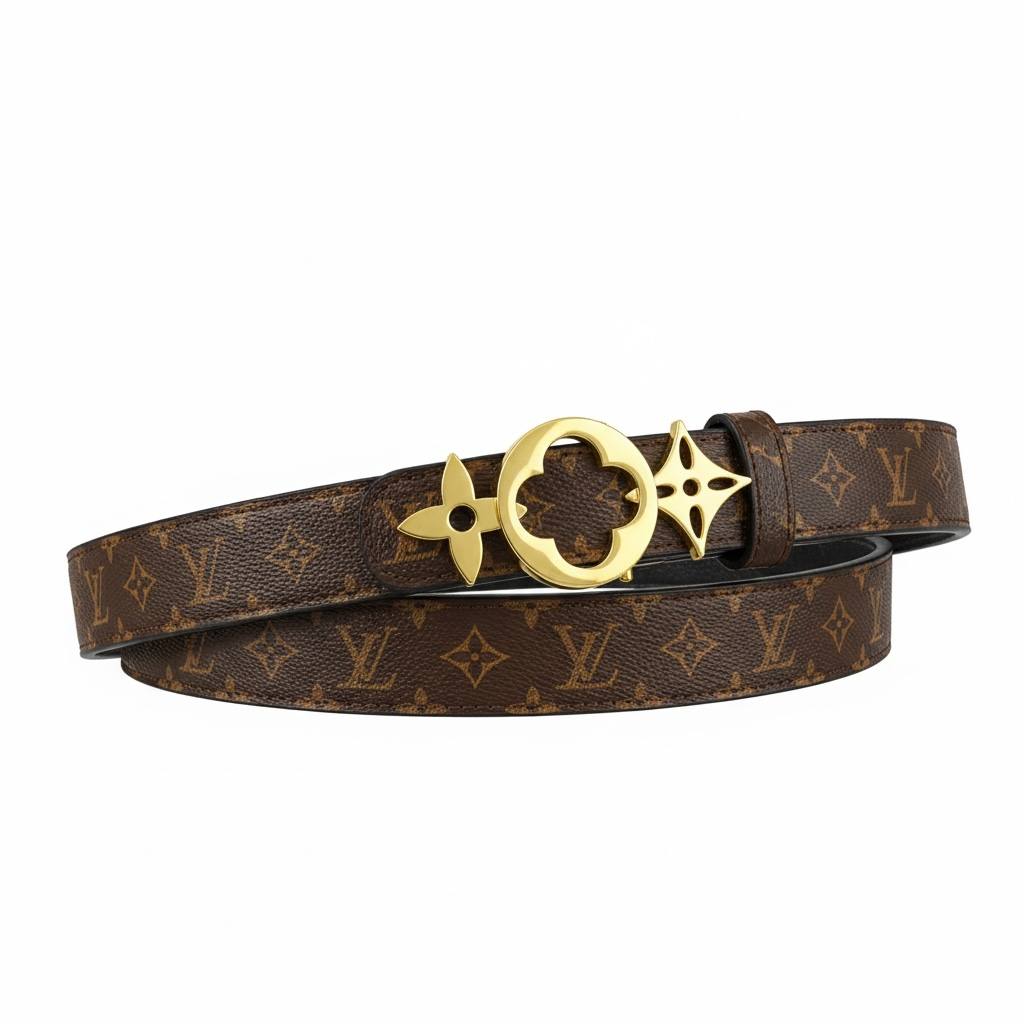 ✨ Louis Vuitton Monogram Belt – Classic LV Gold Buckle Luxury Belt 🤎