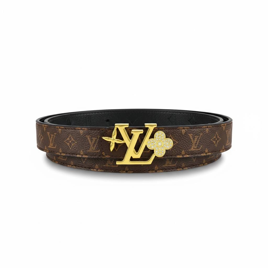 ✨ Louis Vuitton Monogram Belt with Floral LV Buckle – Luxury Designer Belt 🤎