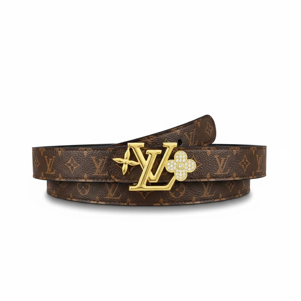 ✨ Louis Vuitton Monogram Belt with Floral LV Buckle – Luxury Designer Belt 🤎