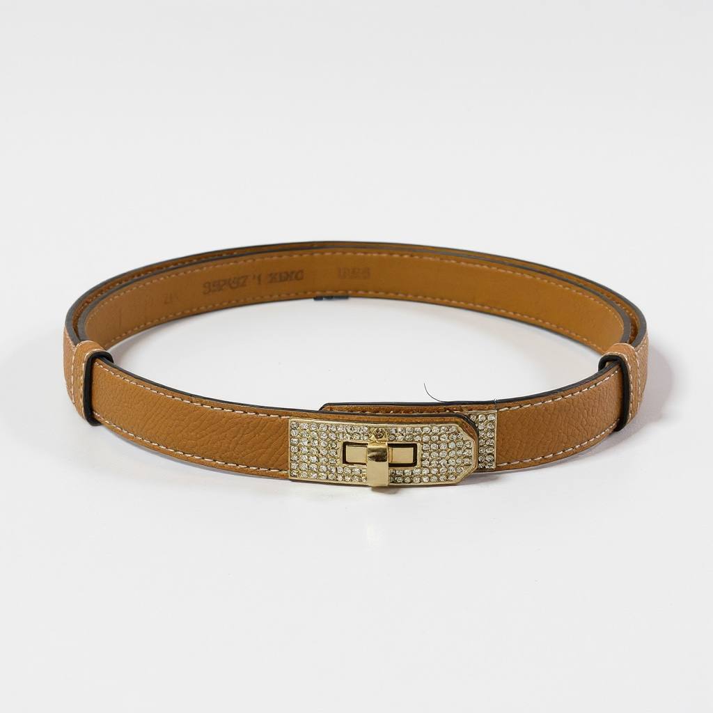 ✨ Hermès Crystal Kelly Lock Leather Belt – Luxury Brown Designer Belt 🤎