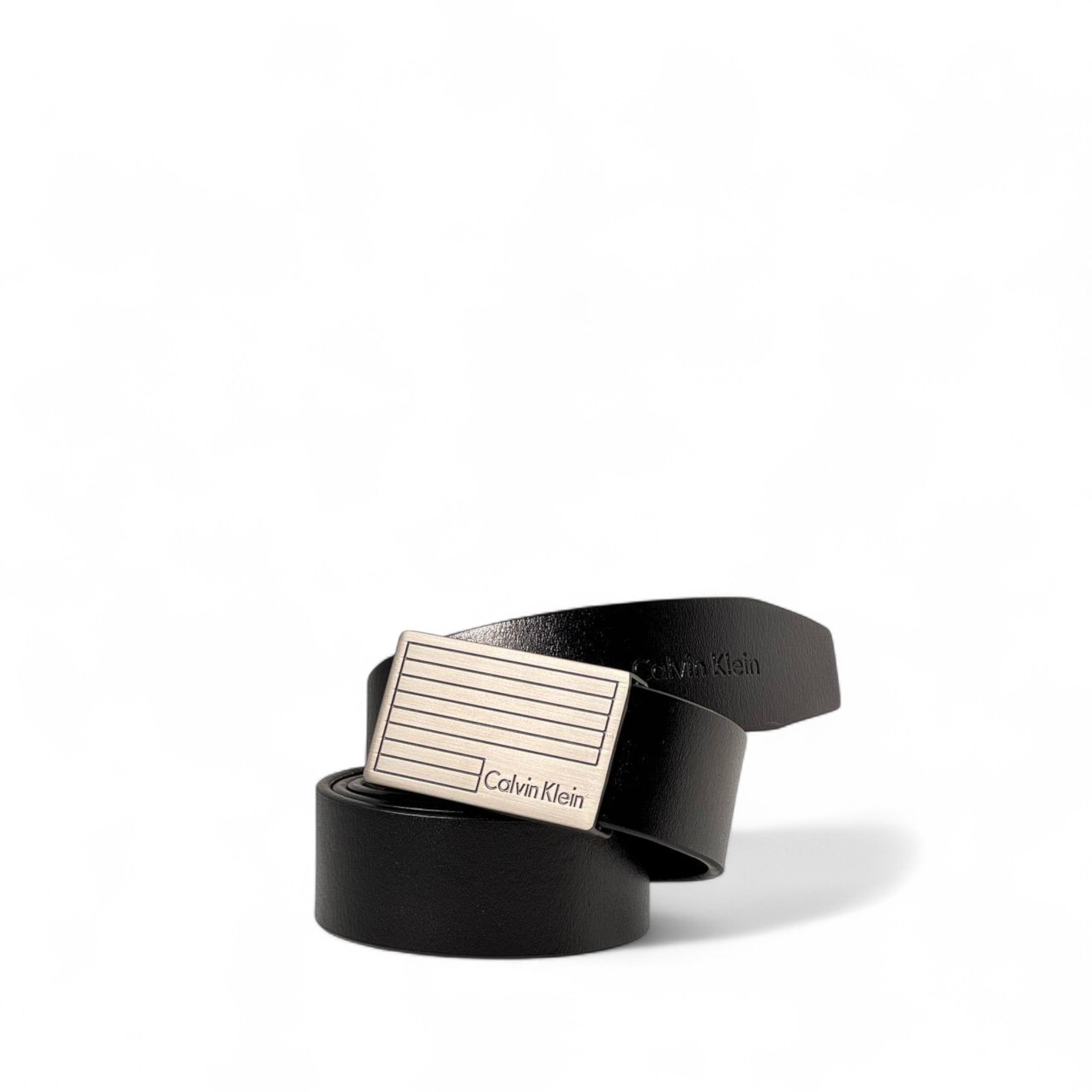 🖤 Calvin Klein Black Leather Belt – Minimal Silver Buckle (120 cm & 125 cm) 🖤