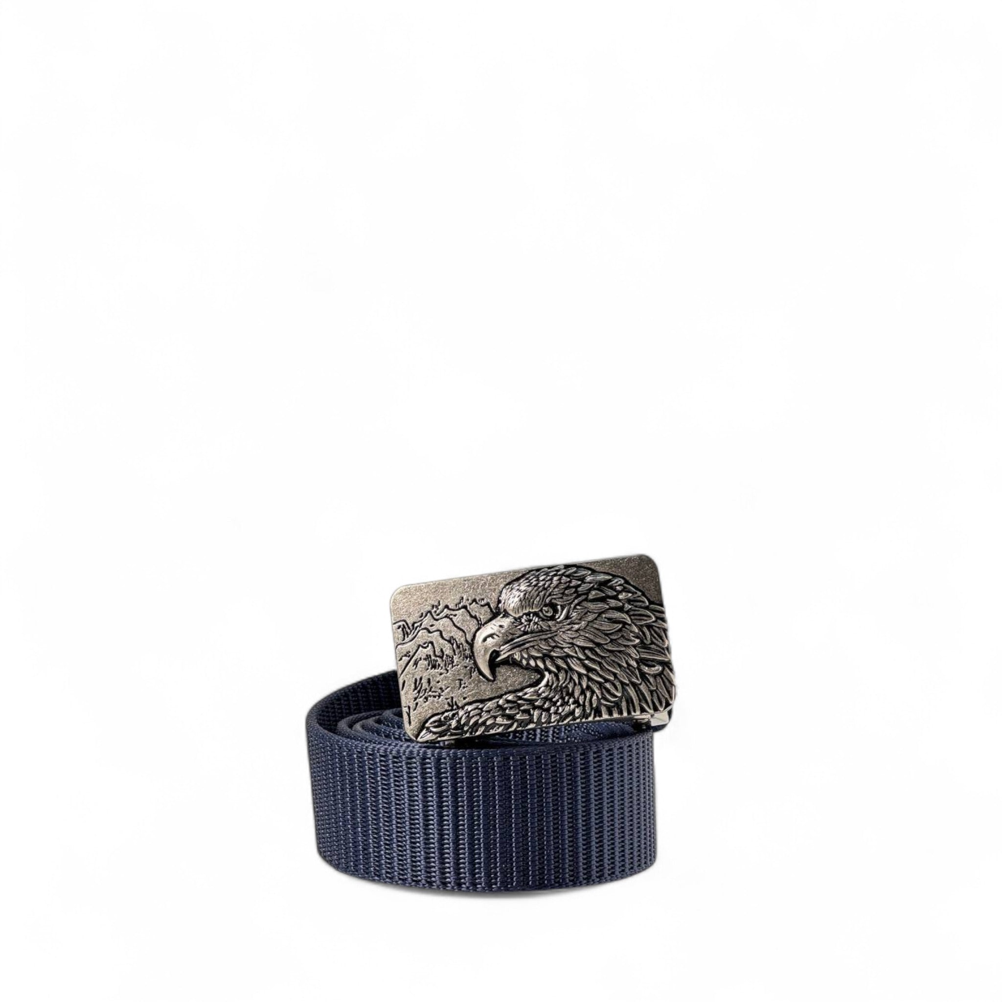 🦅 Navy Blue Tactical Belt – 125cm | Eagle Engraved Heritage Buckle