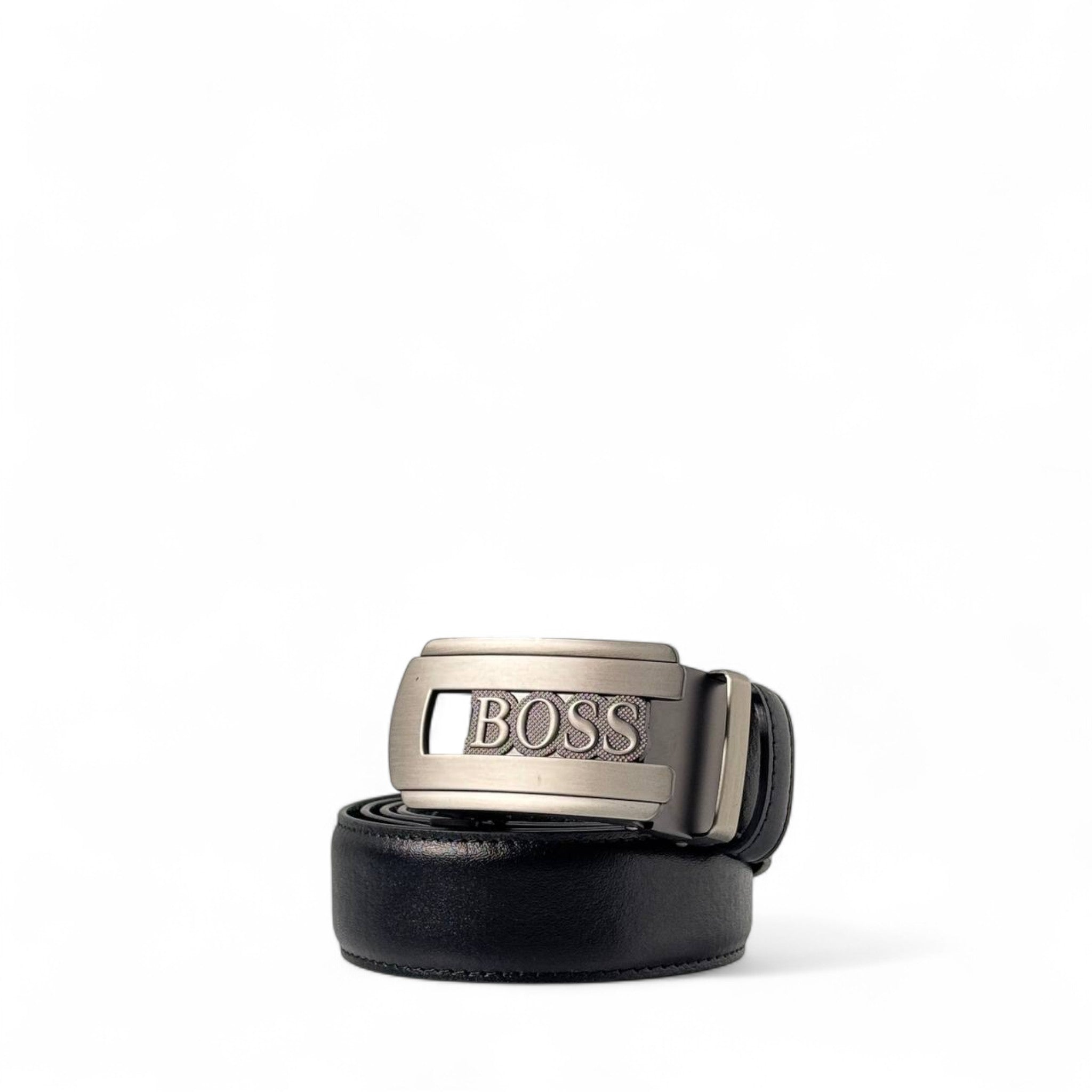 🖤 BOSS Signature Leather Belt – 120cm Black | Luxury Statement Buckle