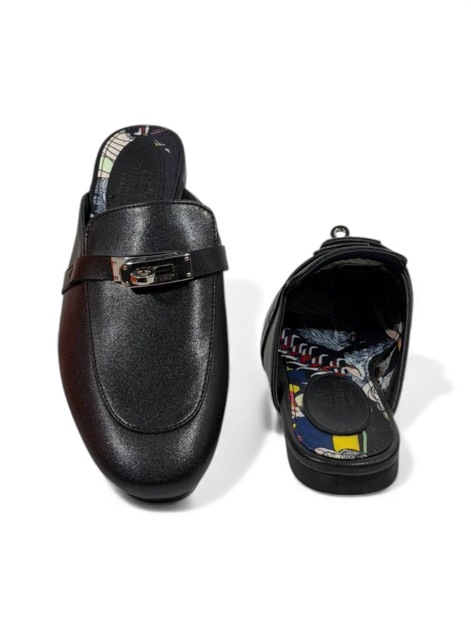 š„ HermĆØs-Inspired Leather Mules ā Black Luxury Edition š„