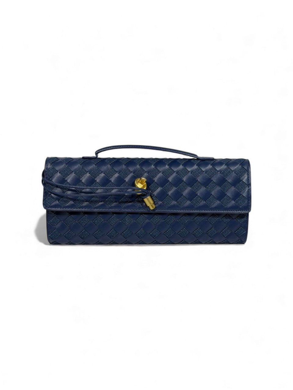 🔥 Bottega Veneta Inspired Woven Clutch – Navy Luxe Edition 🔥